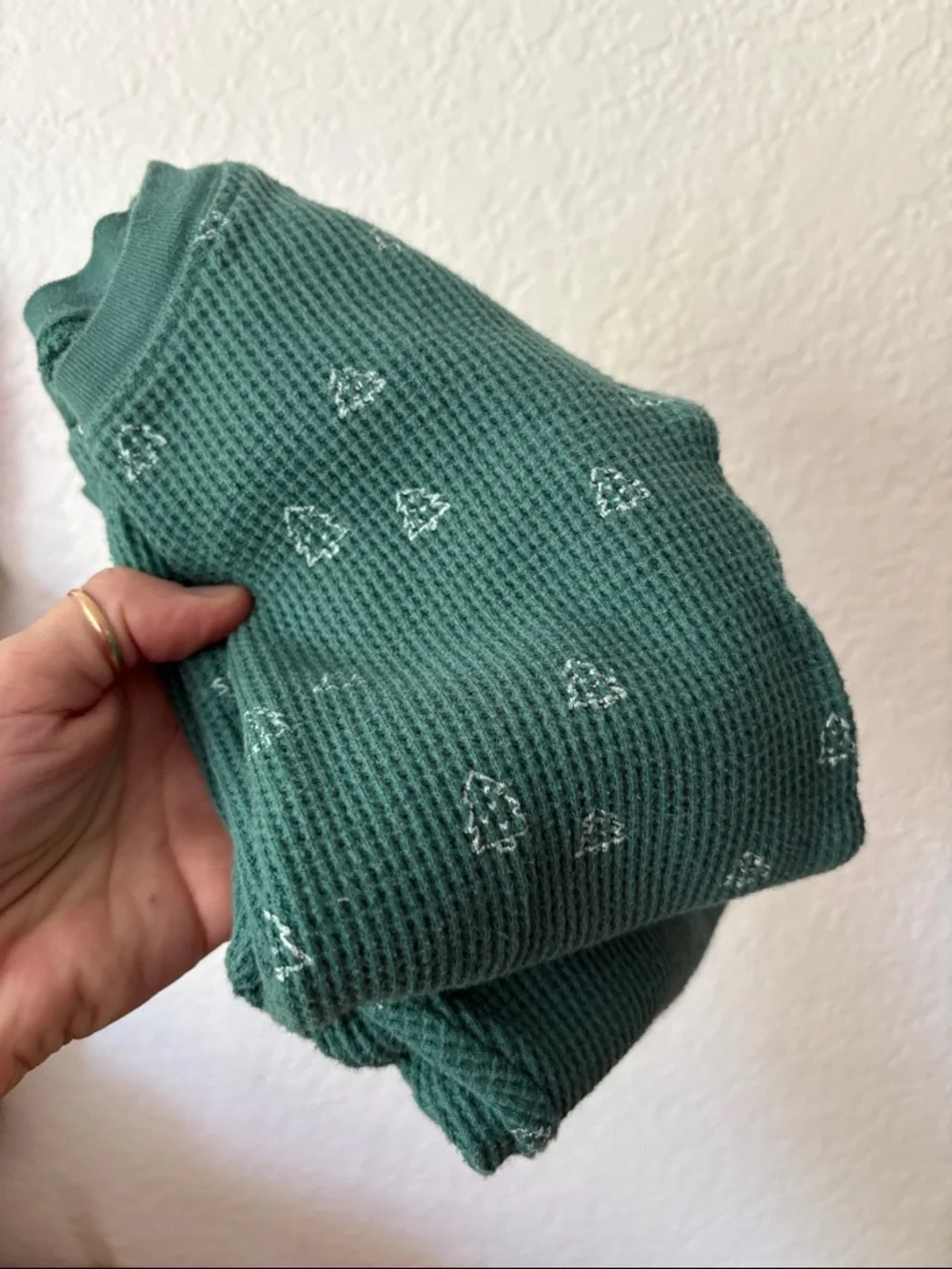 Little Planet Organic Christmas Tree Waffle Knit Pajama Set Organic Cotton